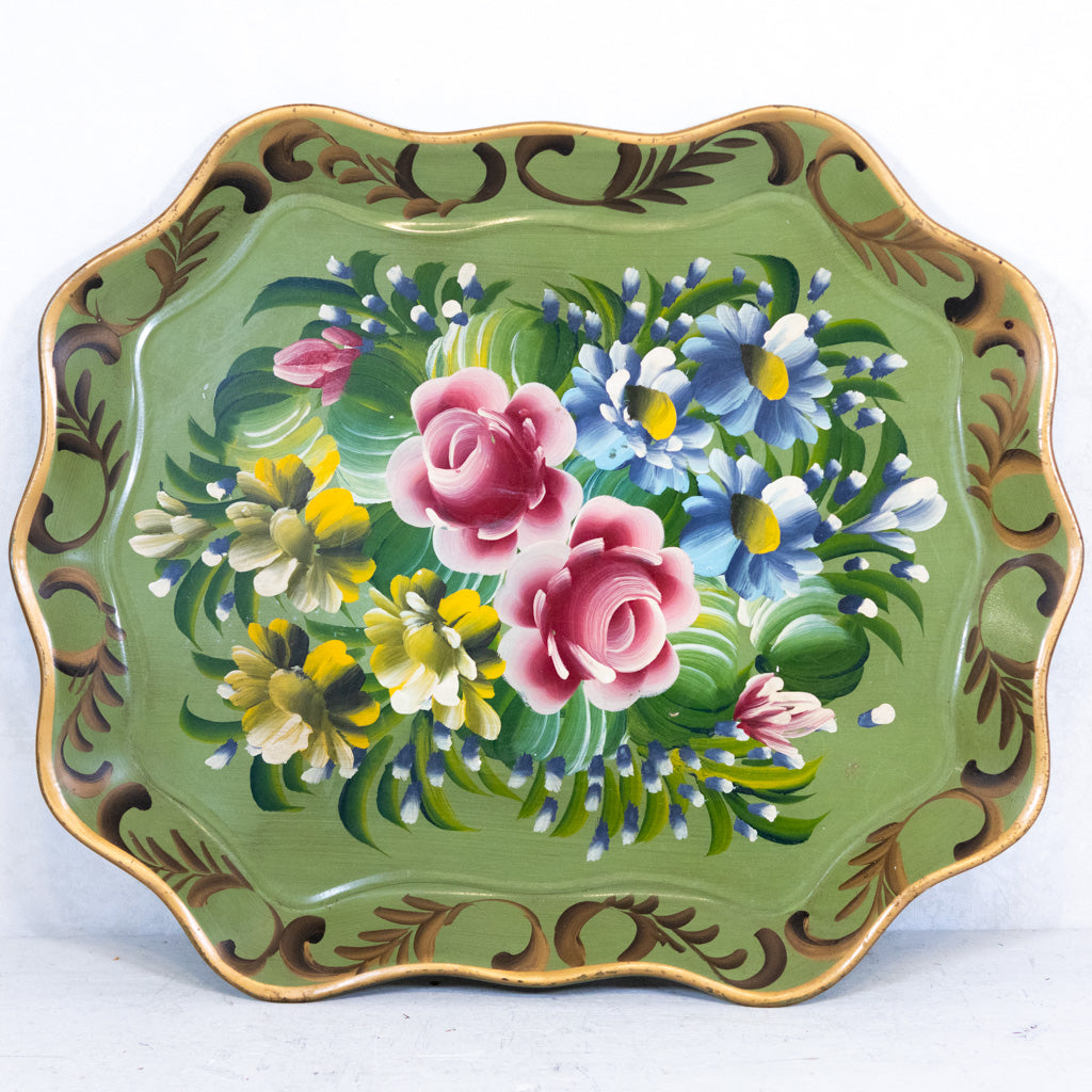 Antique Toleware Tray Hand Painted