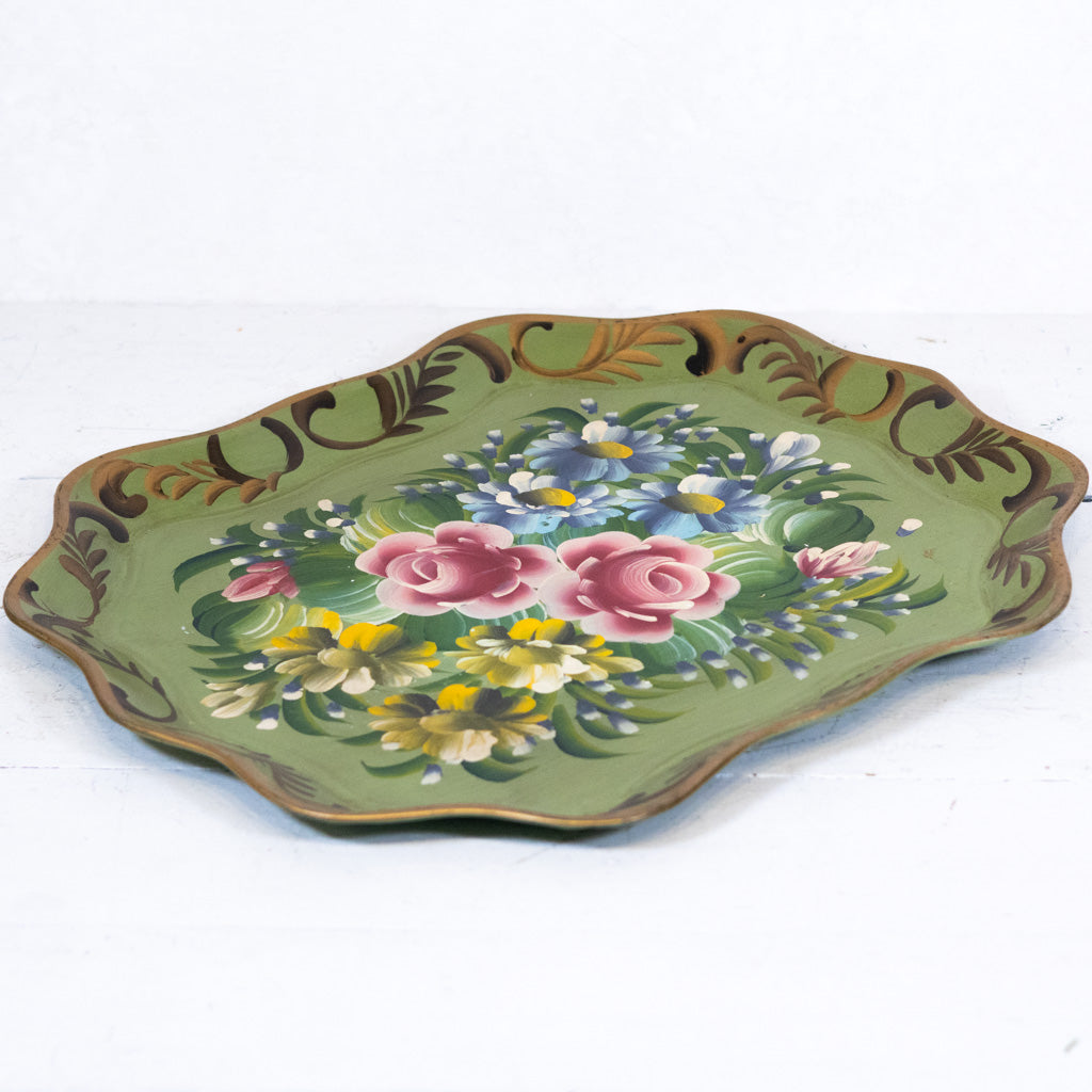 Antique Toleware Tray Hand Painted