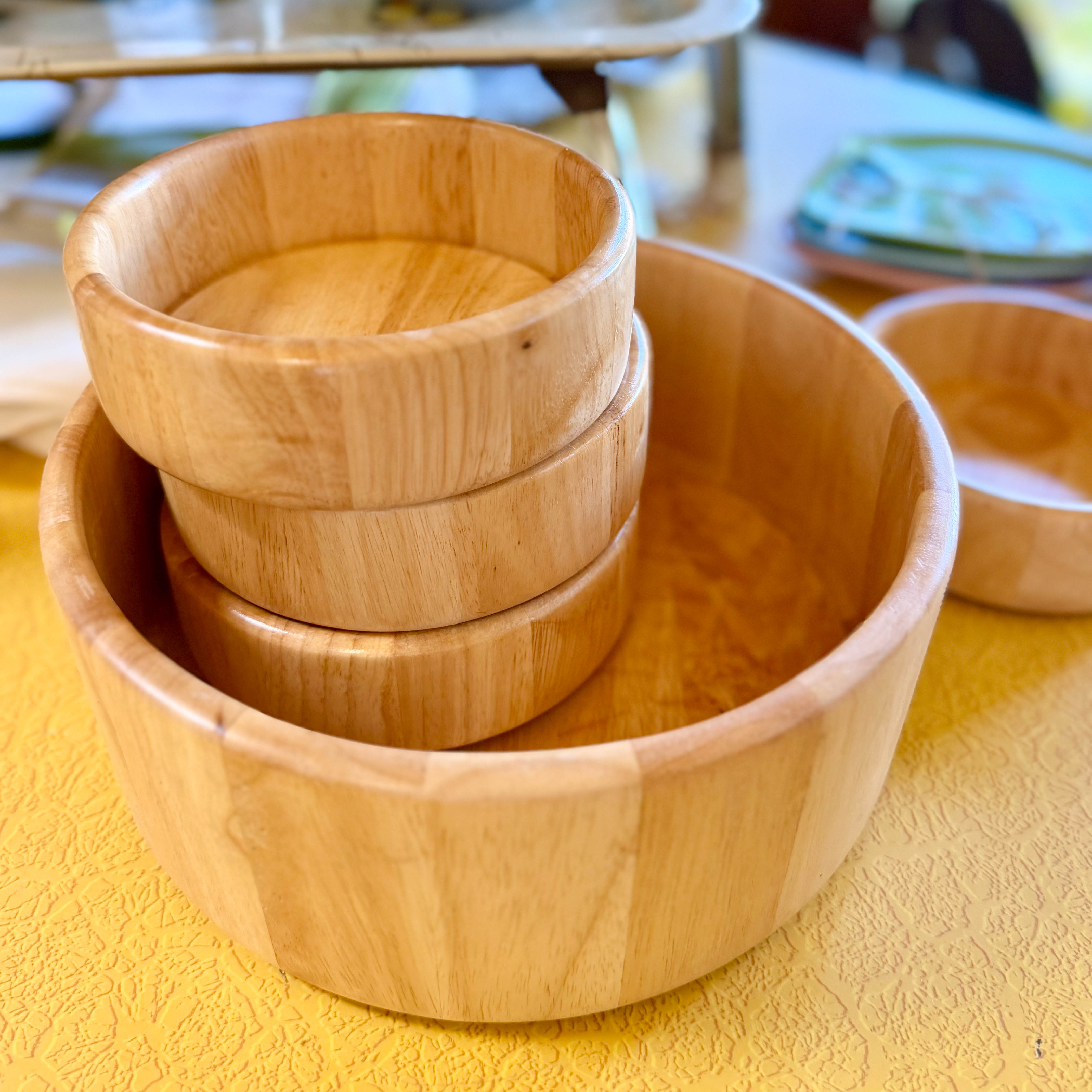 Set of 5 Wood Salad Bowl Set