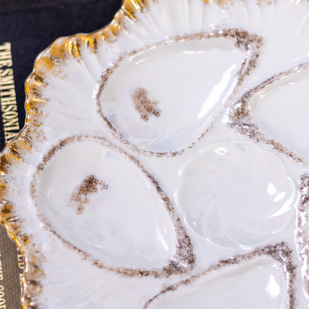 Antique Porcelain Five Well Oyster Plate