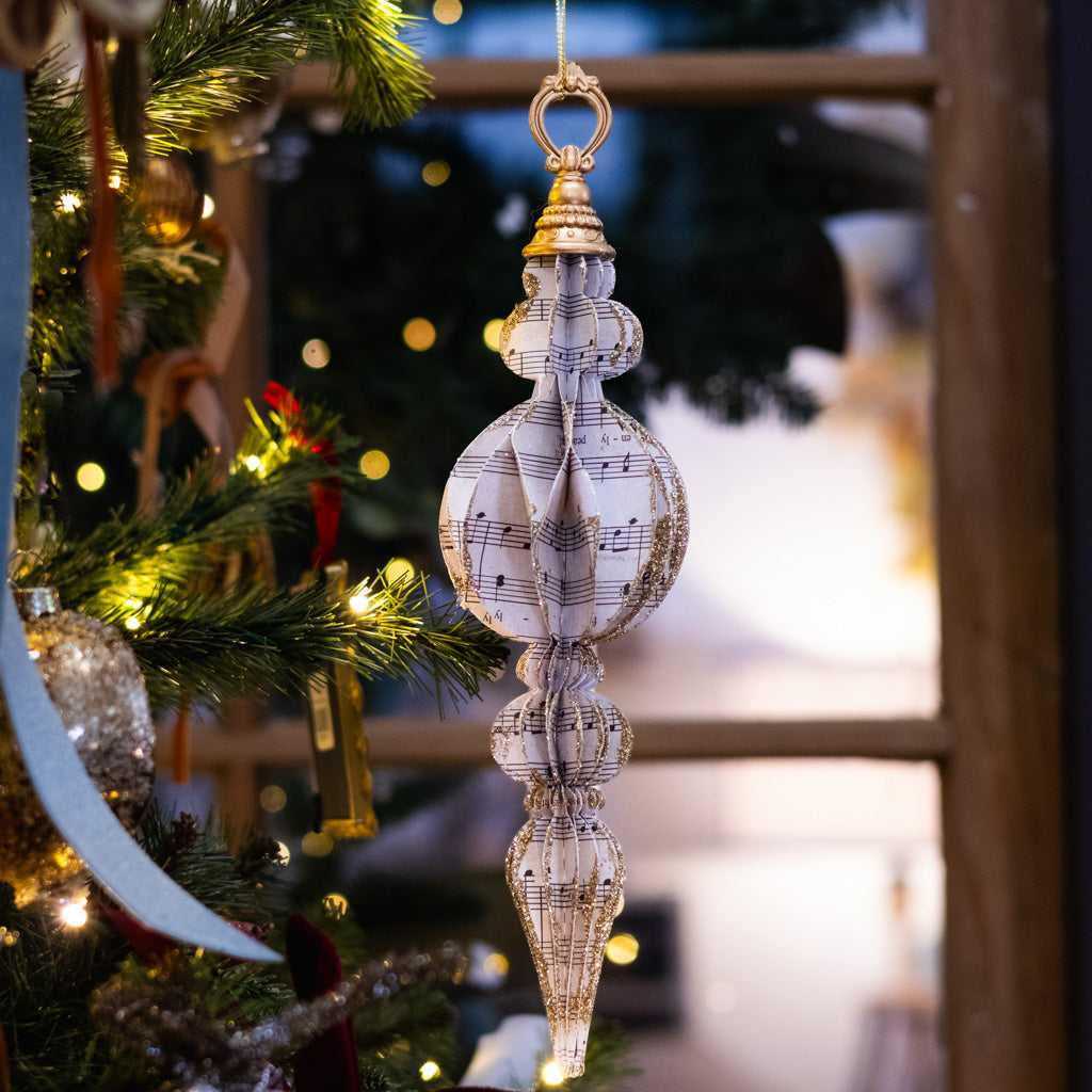 Large Cardboard Music Notes Finial Ornament