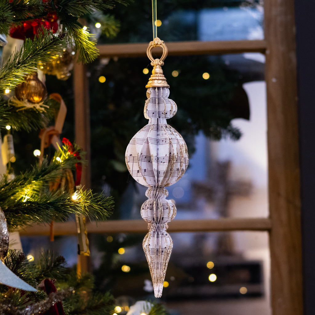 Large Cardboard Music Notes Finial Ornament