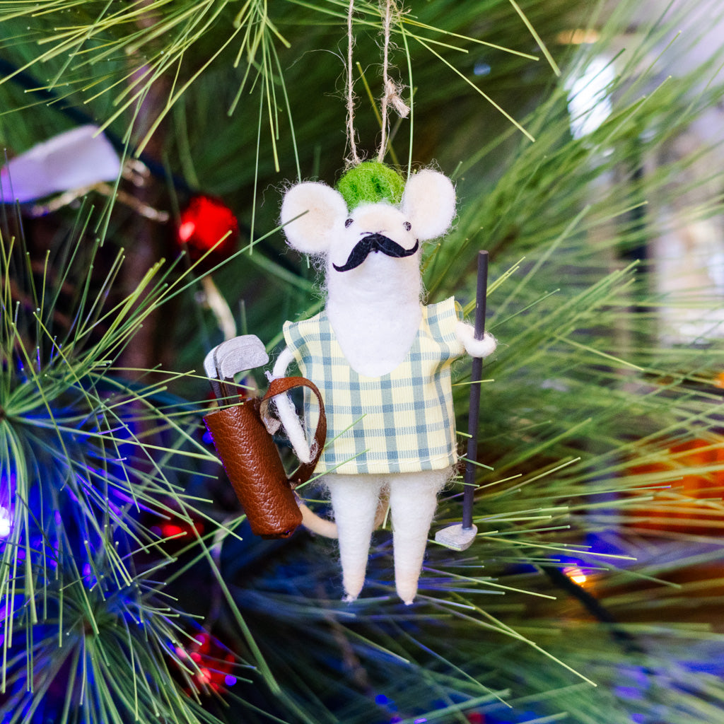 Felt Golfer Mouse Ornament