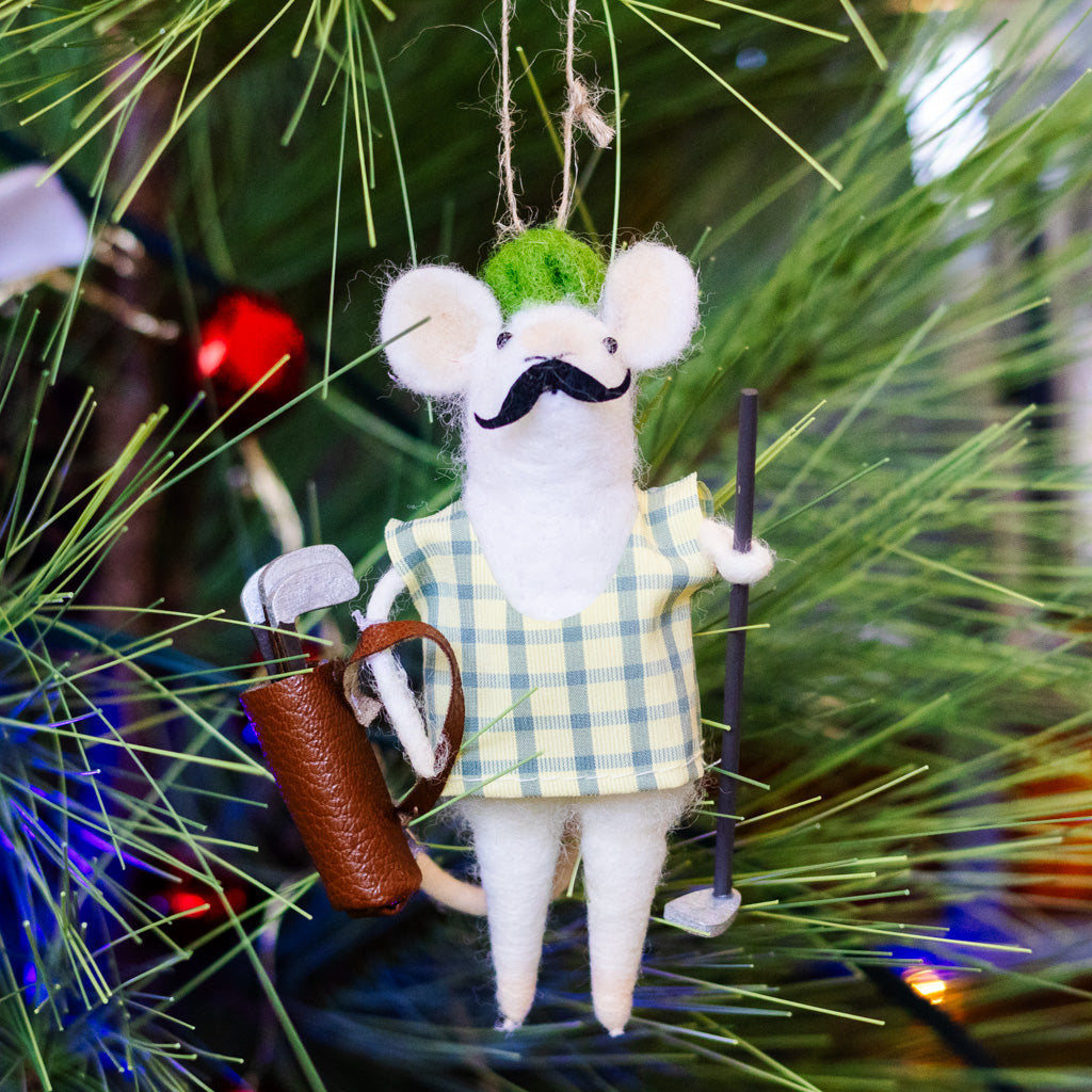 Felt Golfer Mouse Ornament