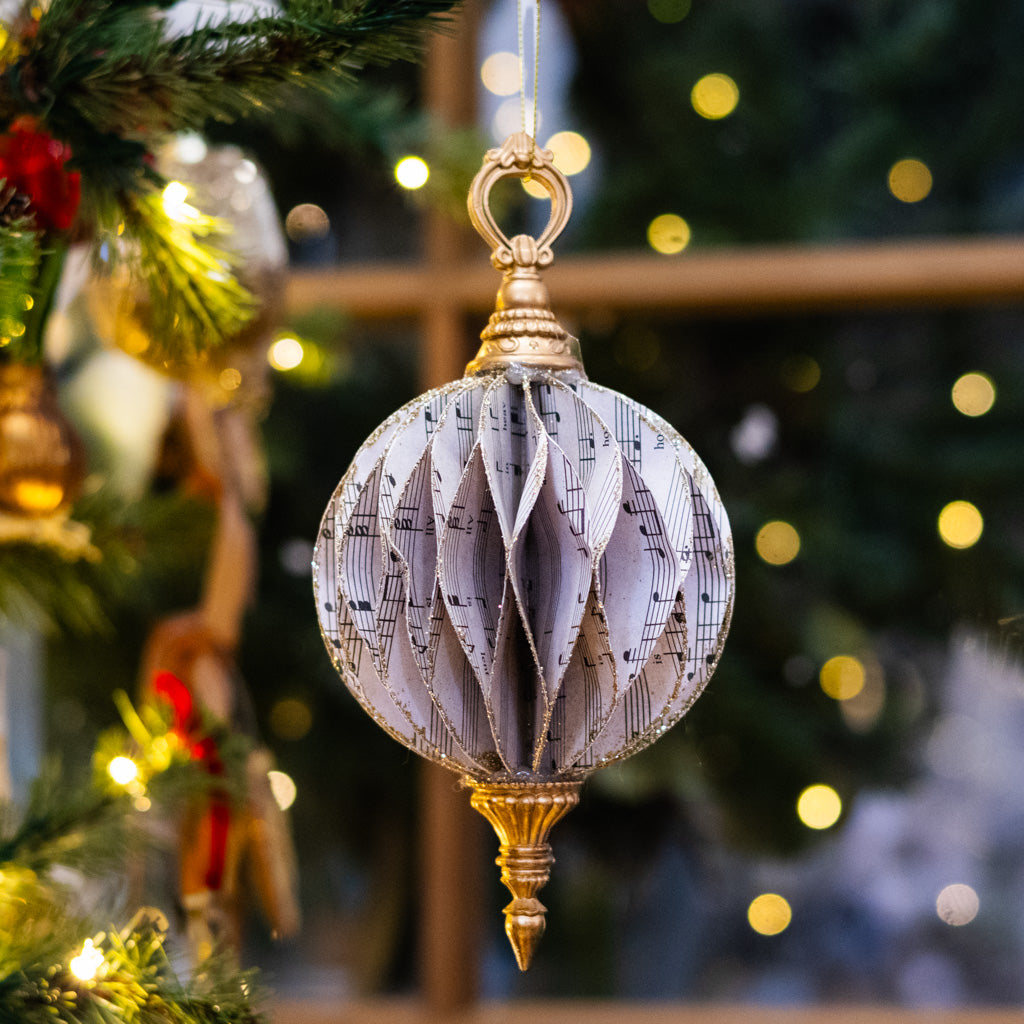 Small Cardboard Music Notes Finial Ornament