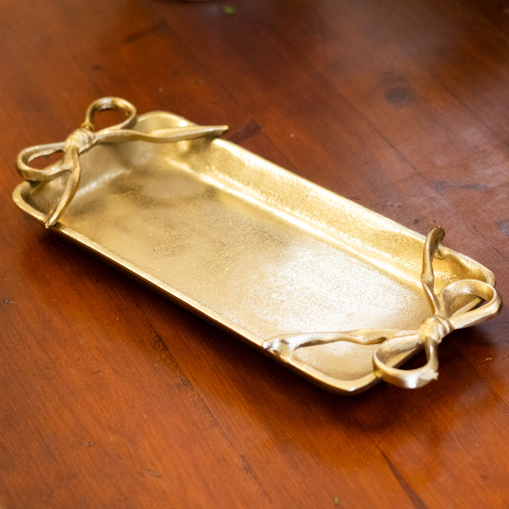 Gold Tray with Ribbon Handles