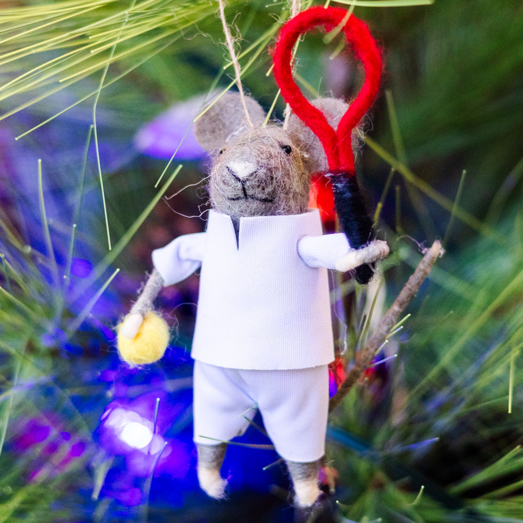 Felt Tennis Guy Mouse Ornament