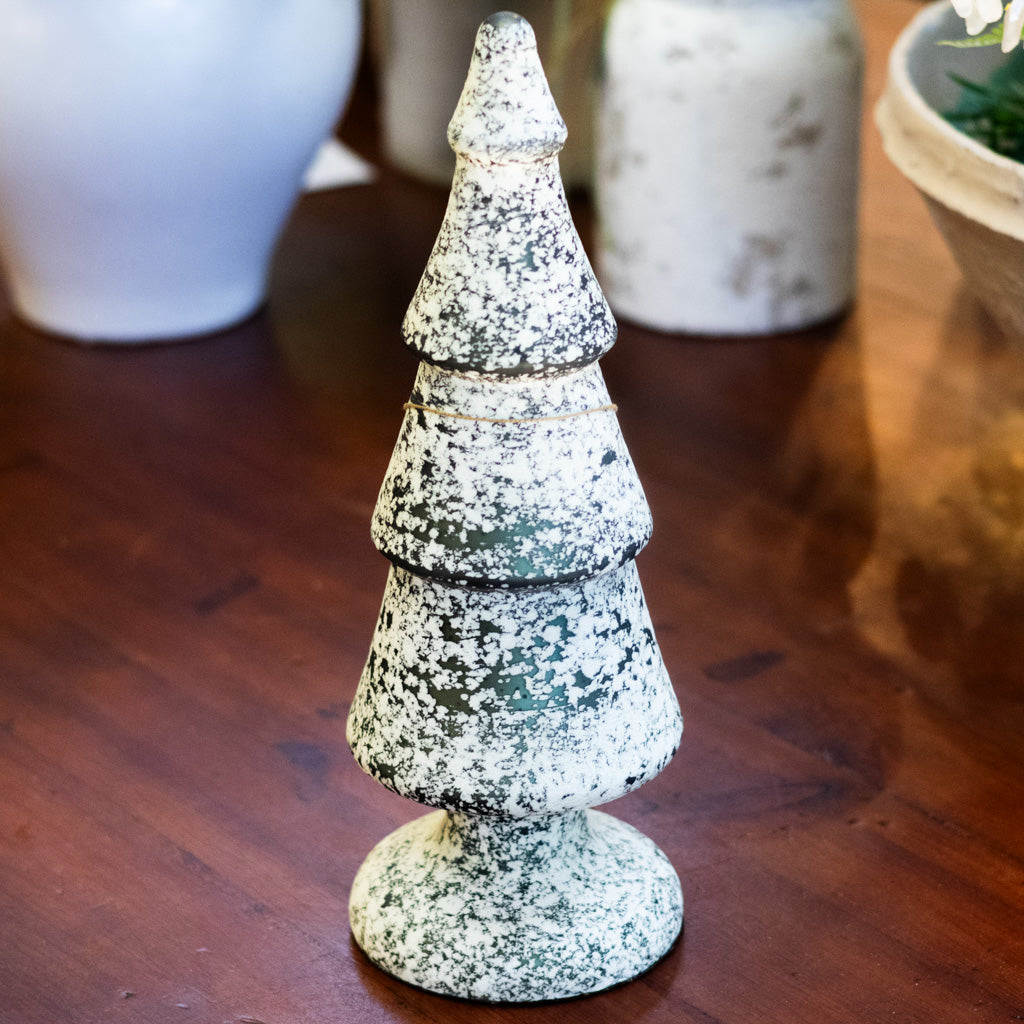 Dark Green and White Speckle Glass Tree Medium