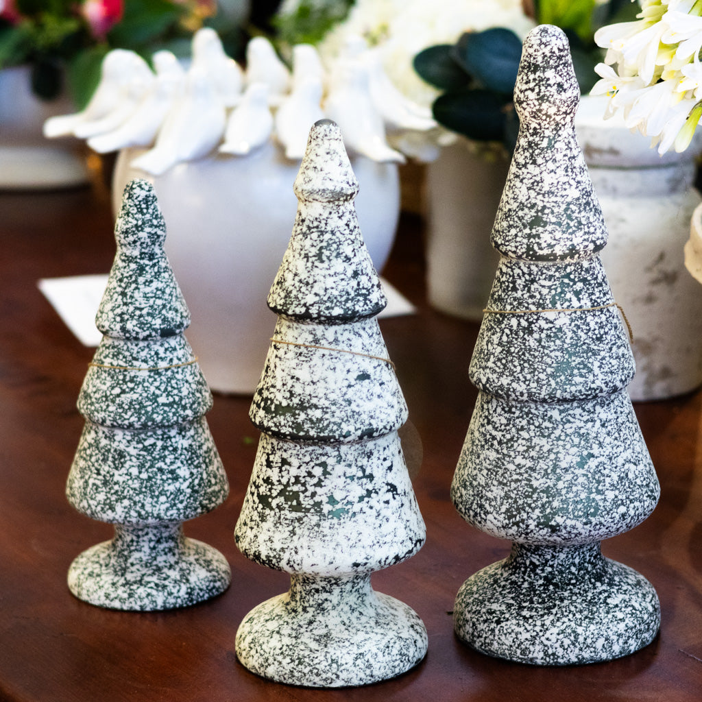 Dark Green and White Speckle Glass Tree Medium