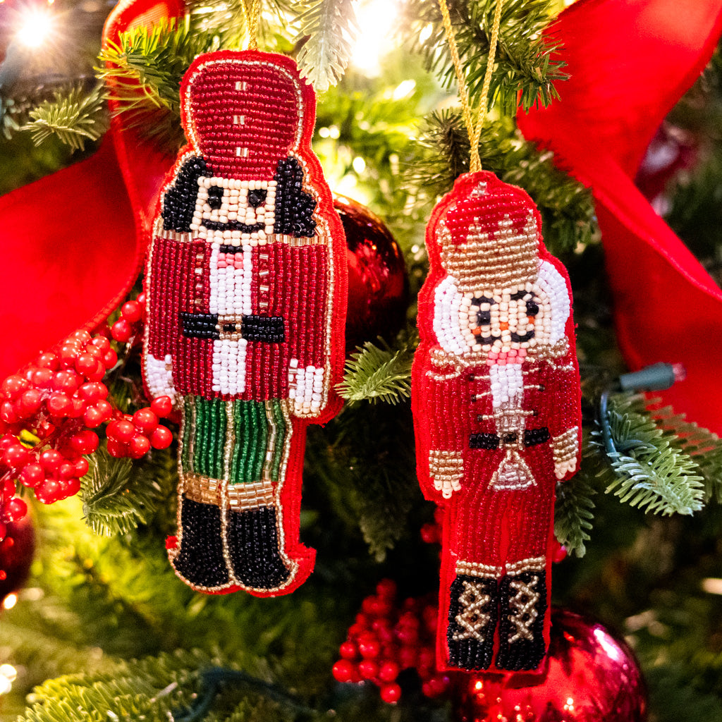 Beaded Nutcracker Ornament Gold Crown
