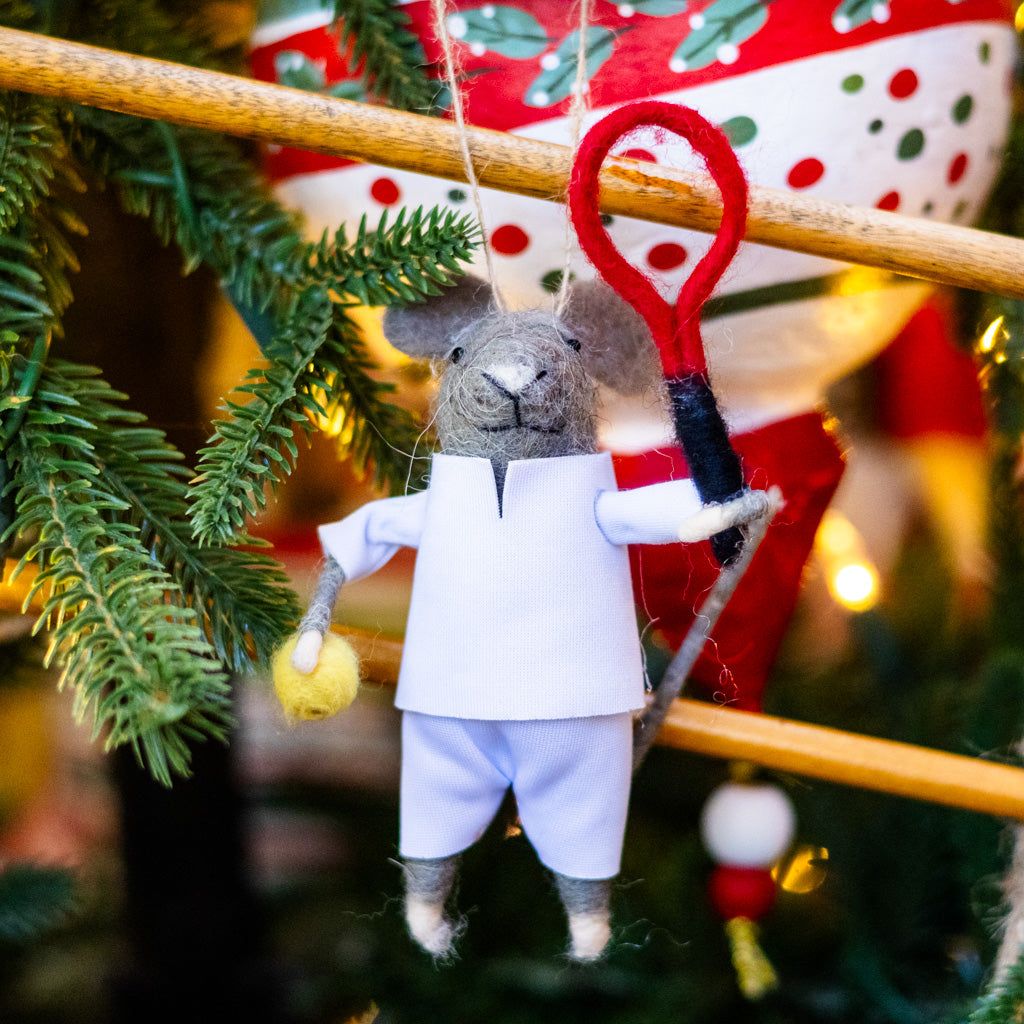 Felt Tennis Guy Mouse Ornament