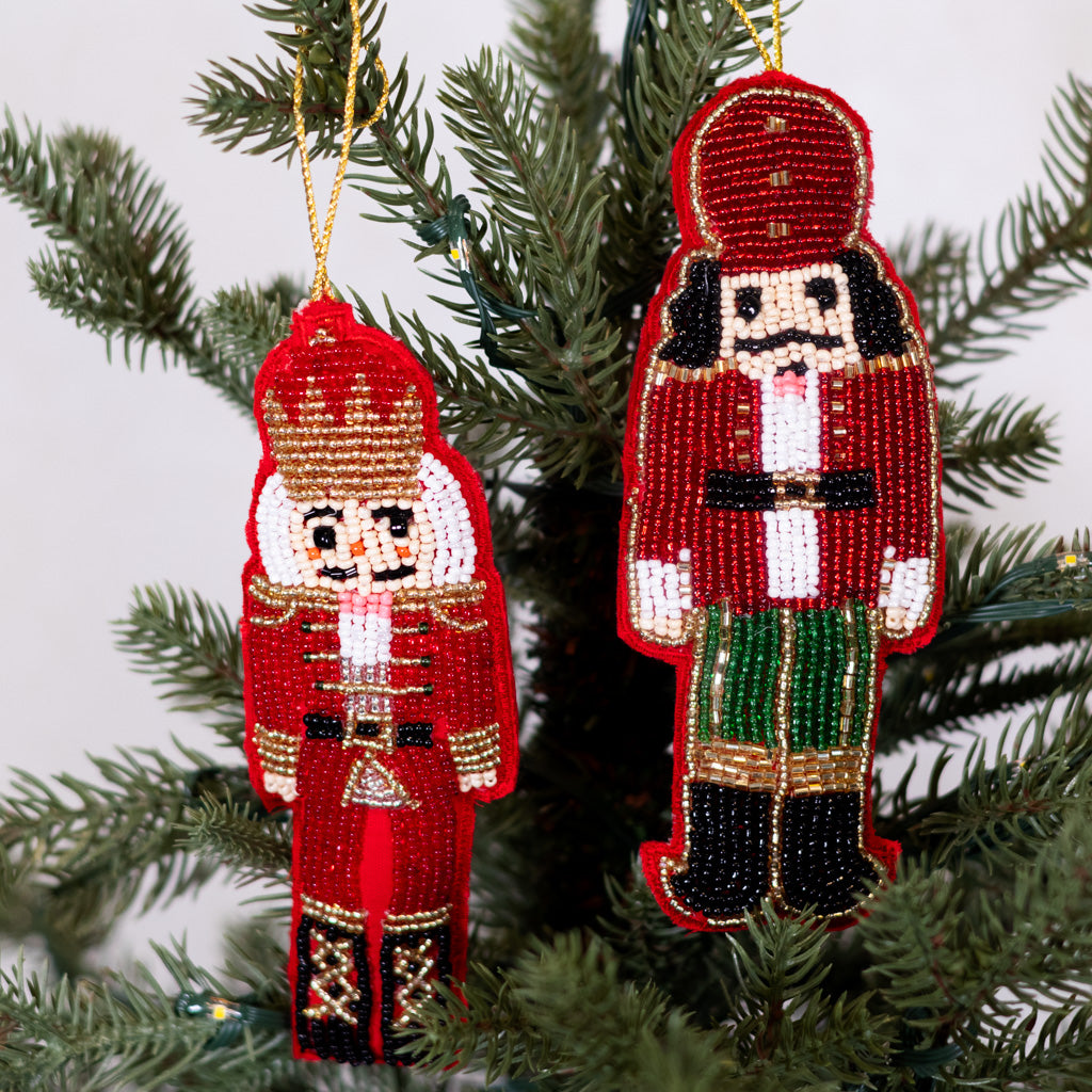 Beaded Nutcracker Ornament Gold Crown