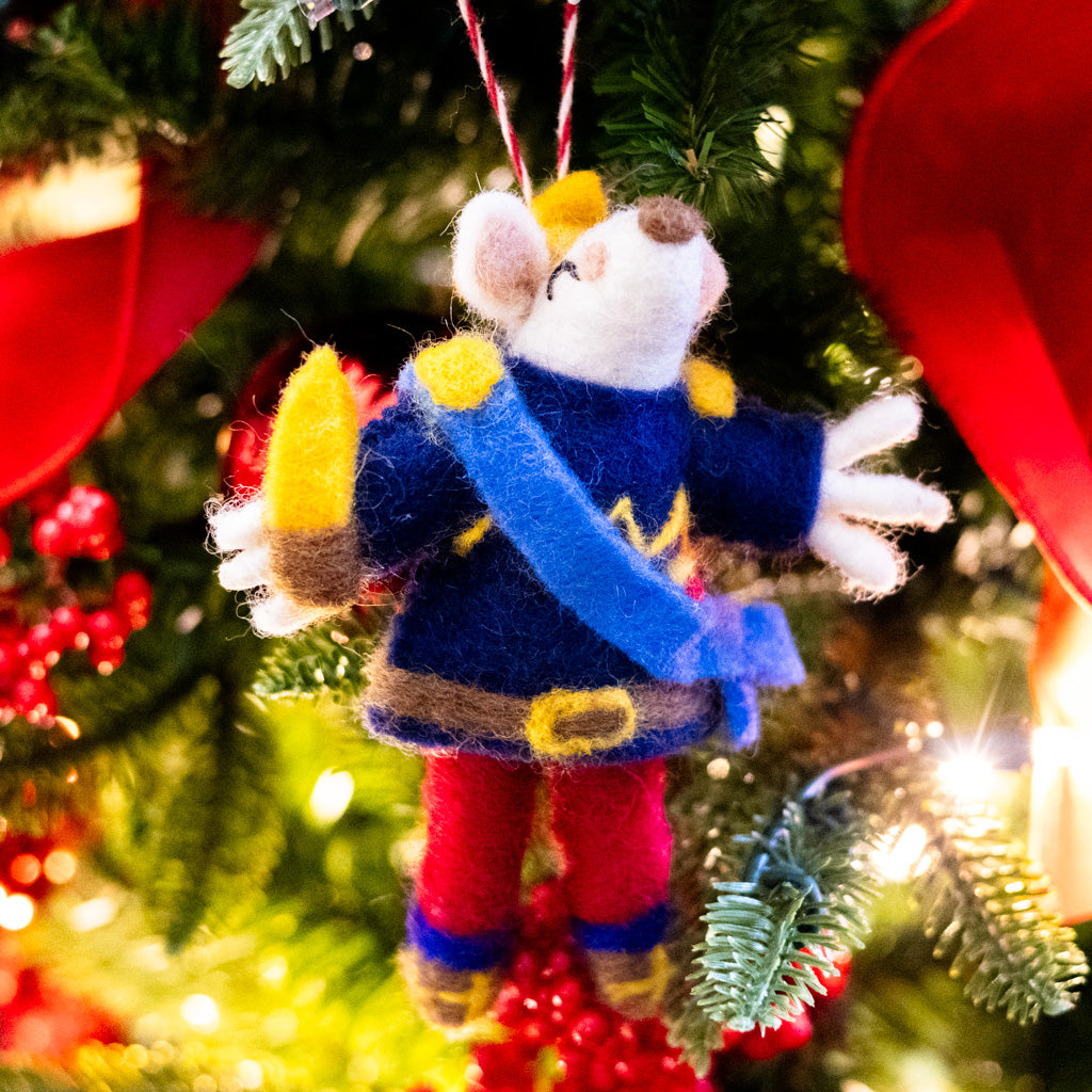 Felt Regal Mouse Blue Jacket Ornament