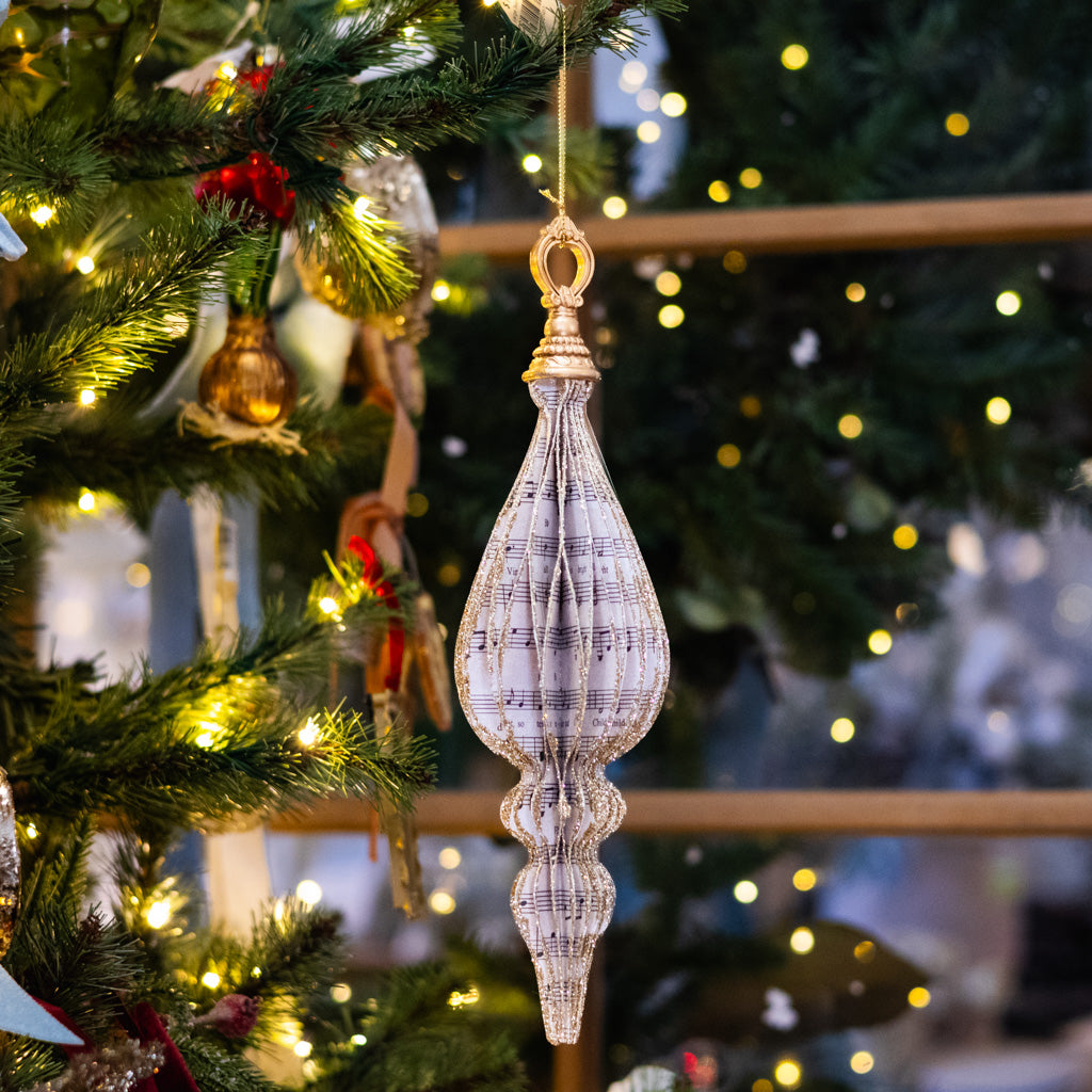 Large Teardrop Cardboard Music Notes Finial Ornament