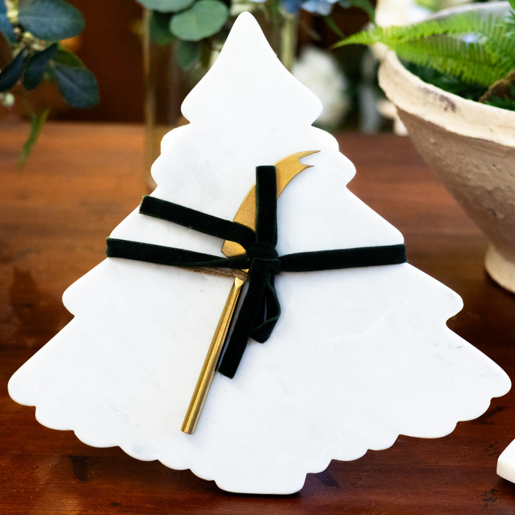 Marble Tree Serving Board with Knife