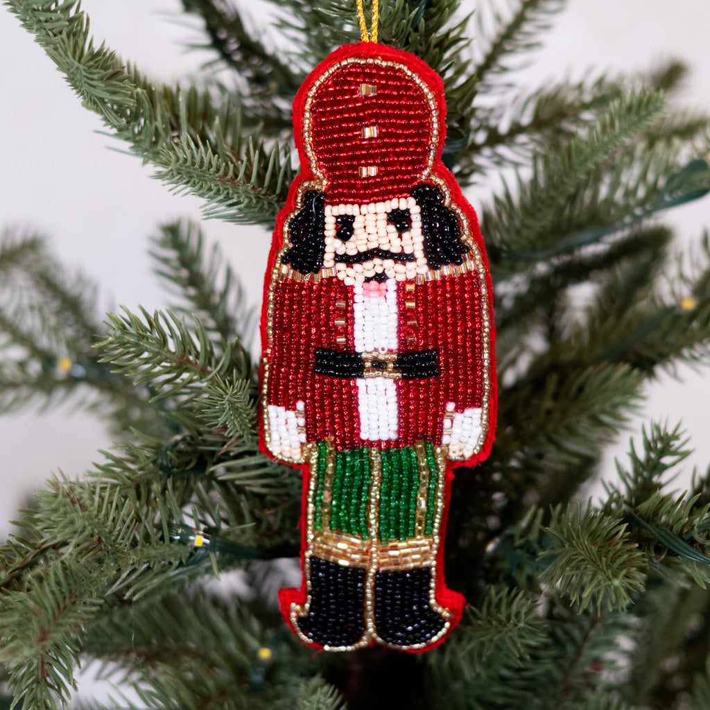 Beaded Nutcracker Ornament Red Hat