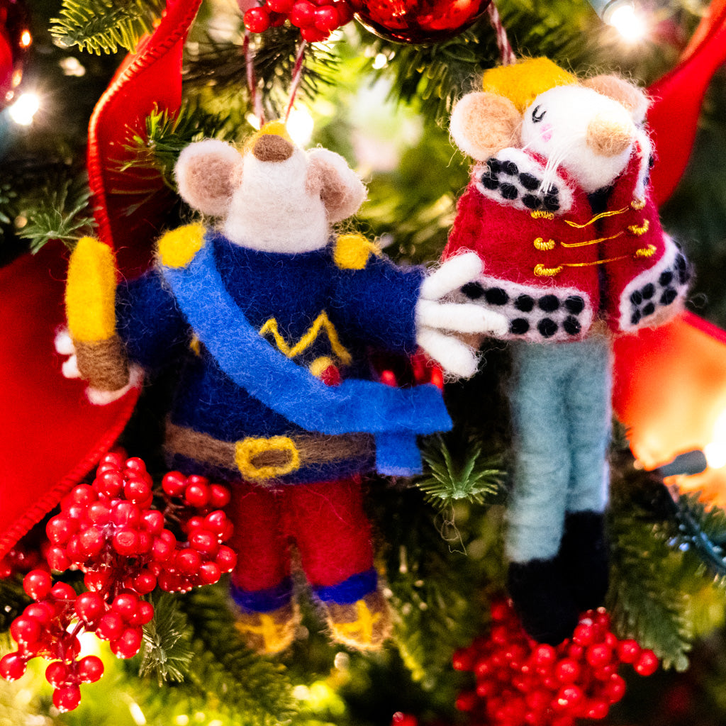 Felt Regal Mouse Blue Jacket Ornament
