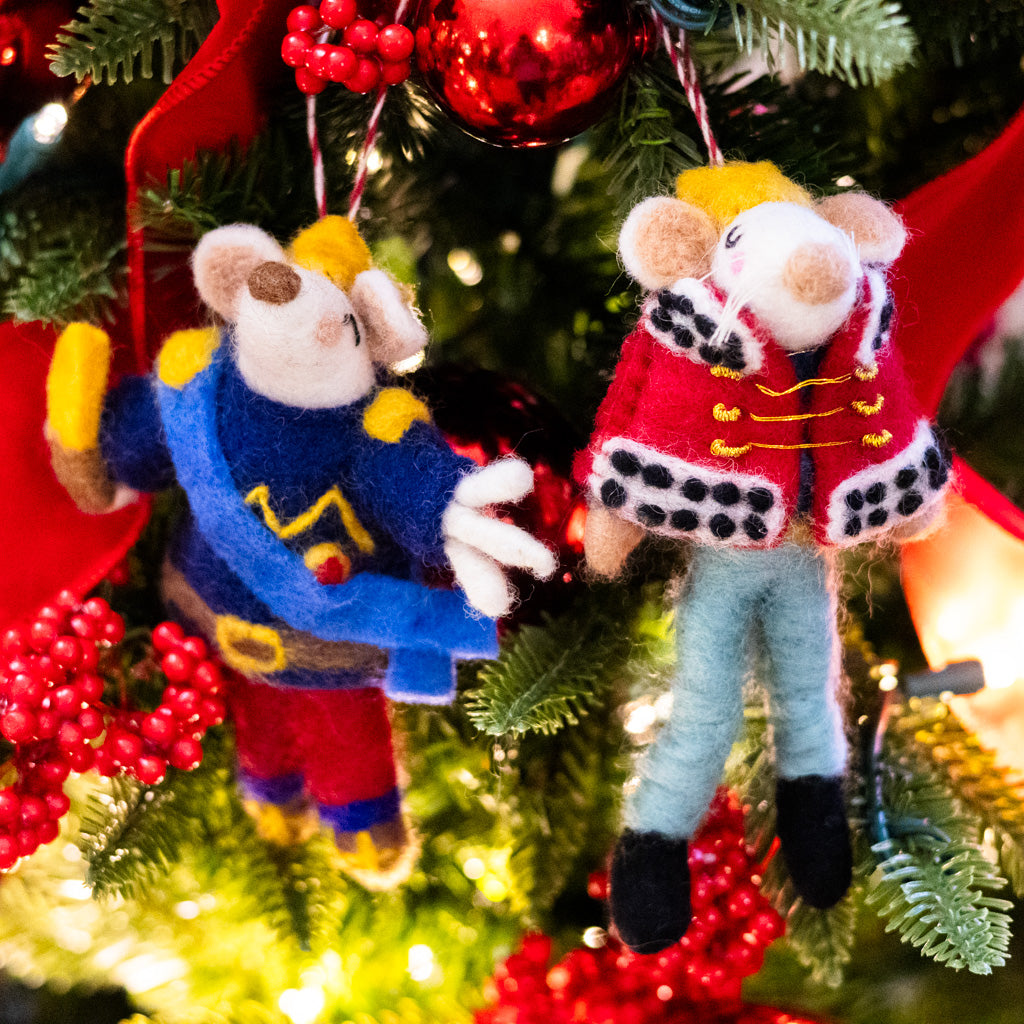 Felt Regal Mouse Blue Jacket Ornament
