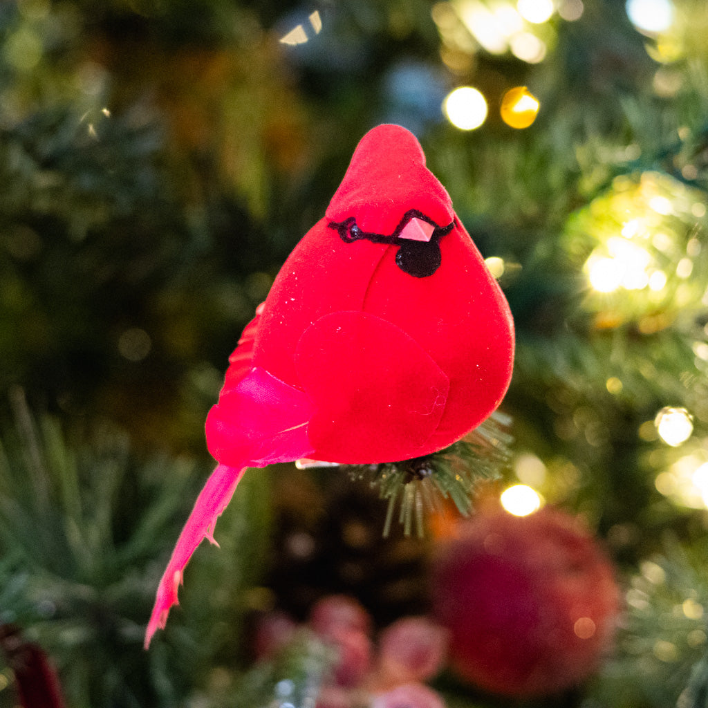 Jolly Velvet Red Cardinal Clip Ornament