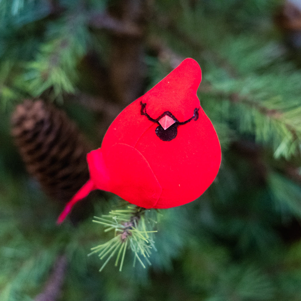 Jolly Velvet Red Cardinal Clip Ornament