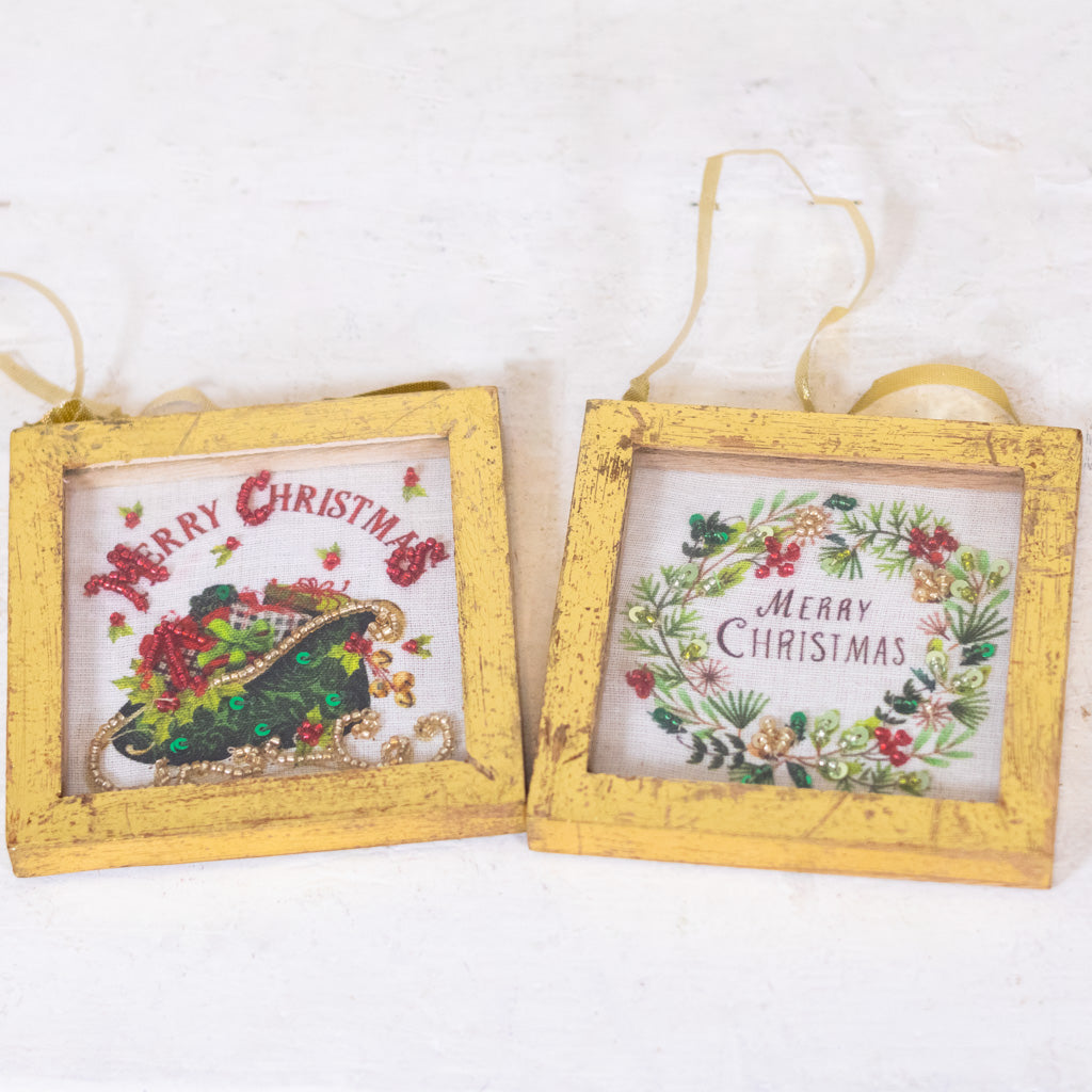 Embellished Sleigh in Wood Box Ornament