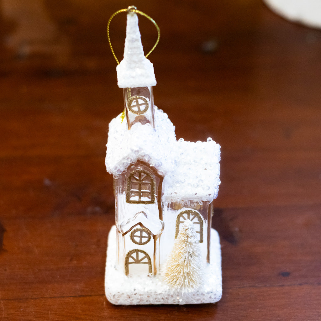 White Gold Church Ornament Tall