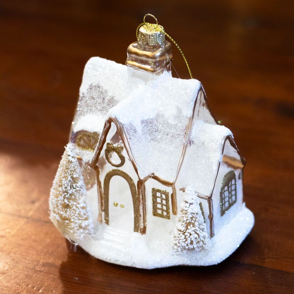 Gingerbread Glass House Ornament Large