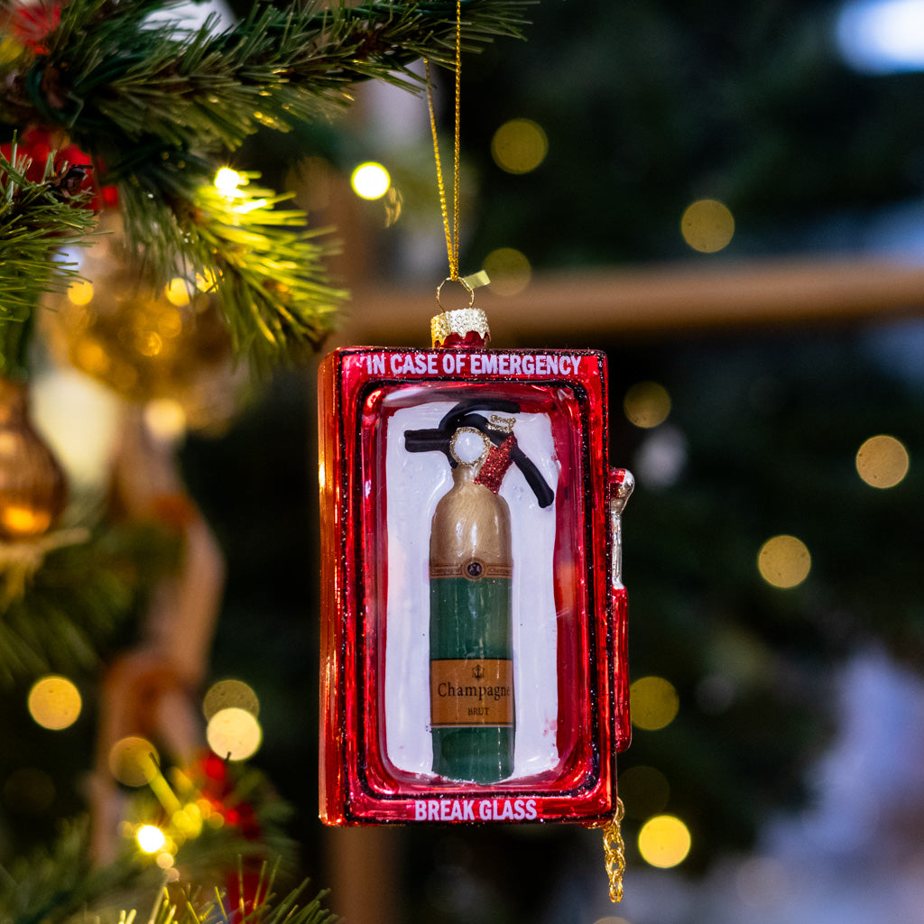 Champagne Emergency Glass Ornament