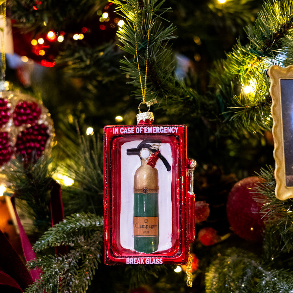 Champagne Emergency Glass Ornament