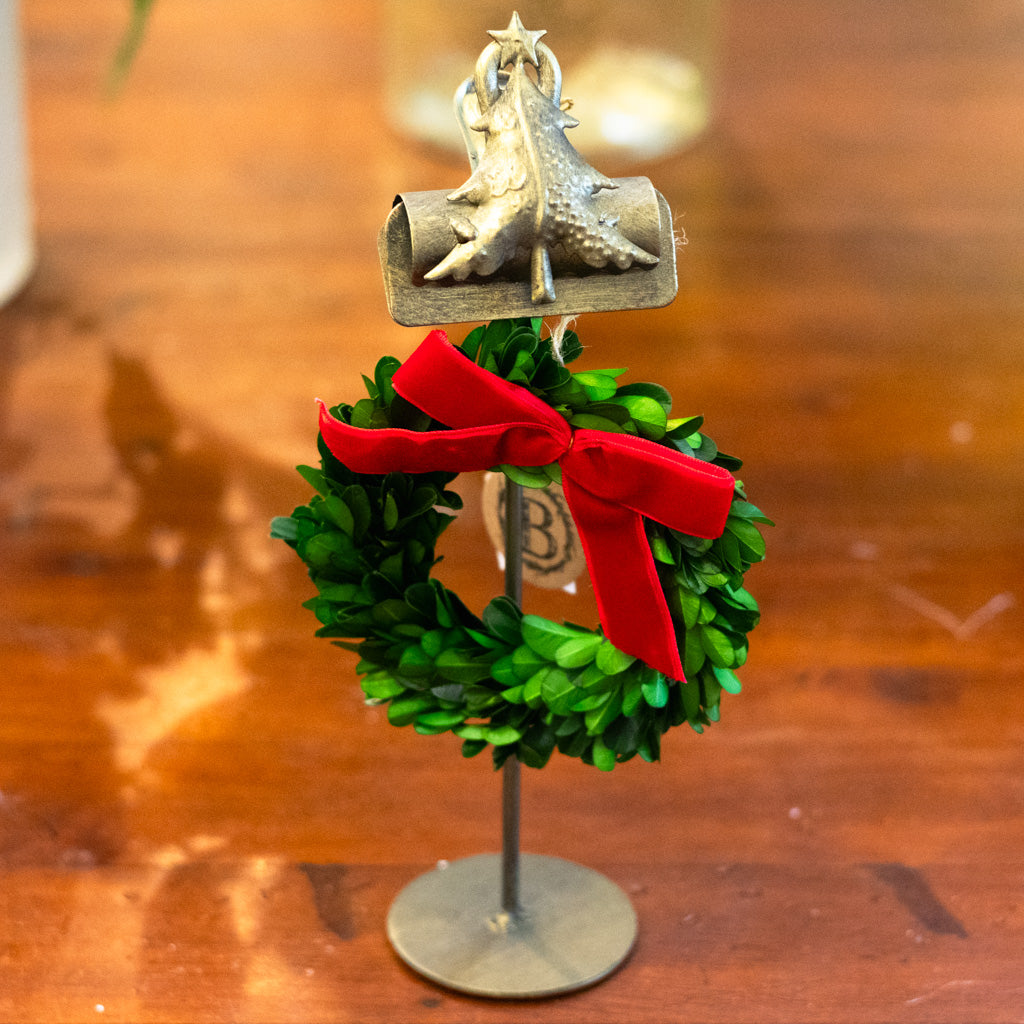 Small Metal Christmas Tree Card Clip on Stand