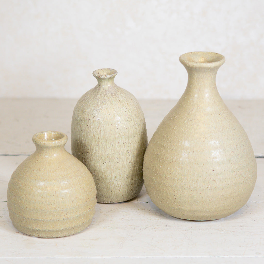 Stoneware Vase Sage Green Brown Small