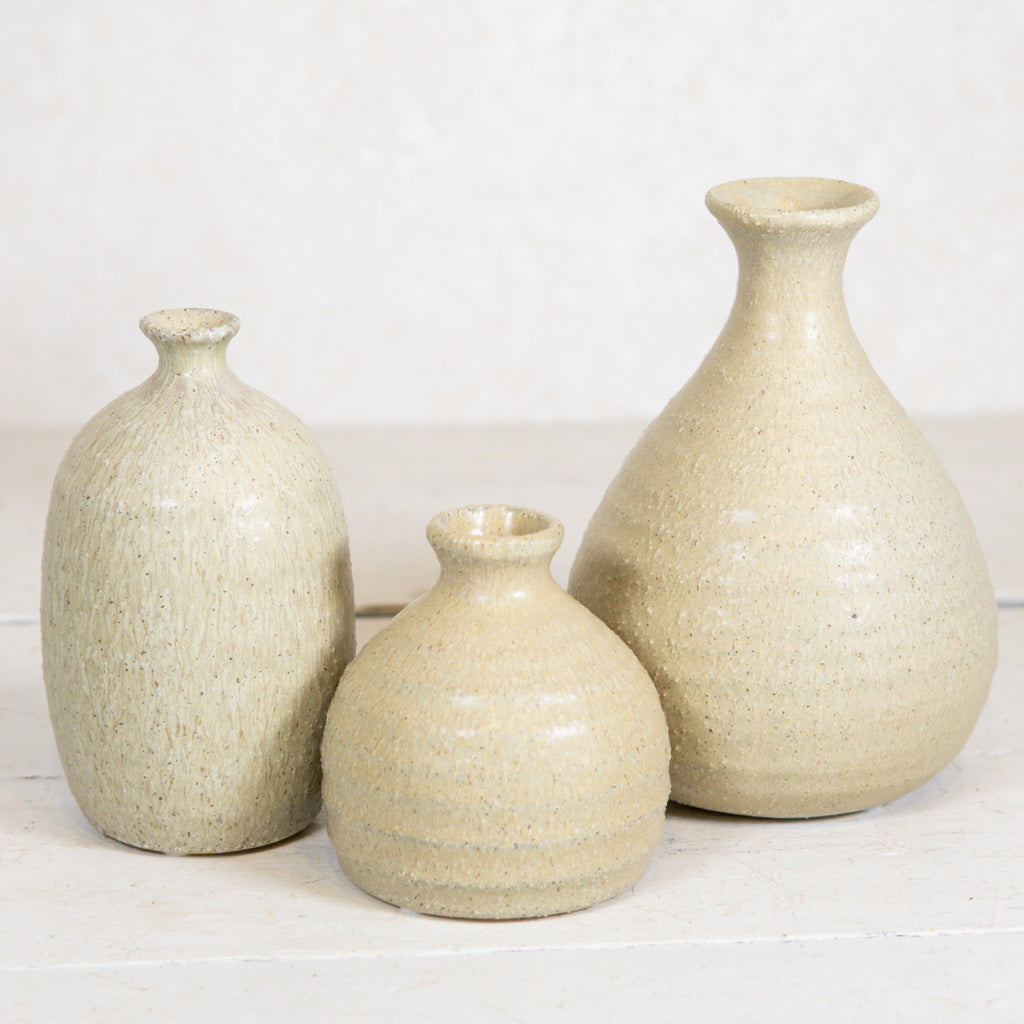 Stoneware Vase Sage Green Brown Small