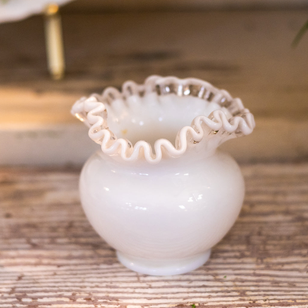 Fenton White Milk Glass Vase