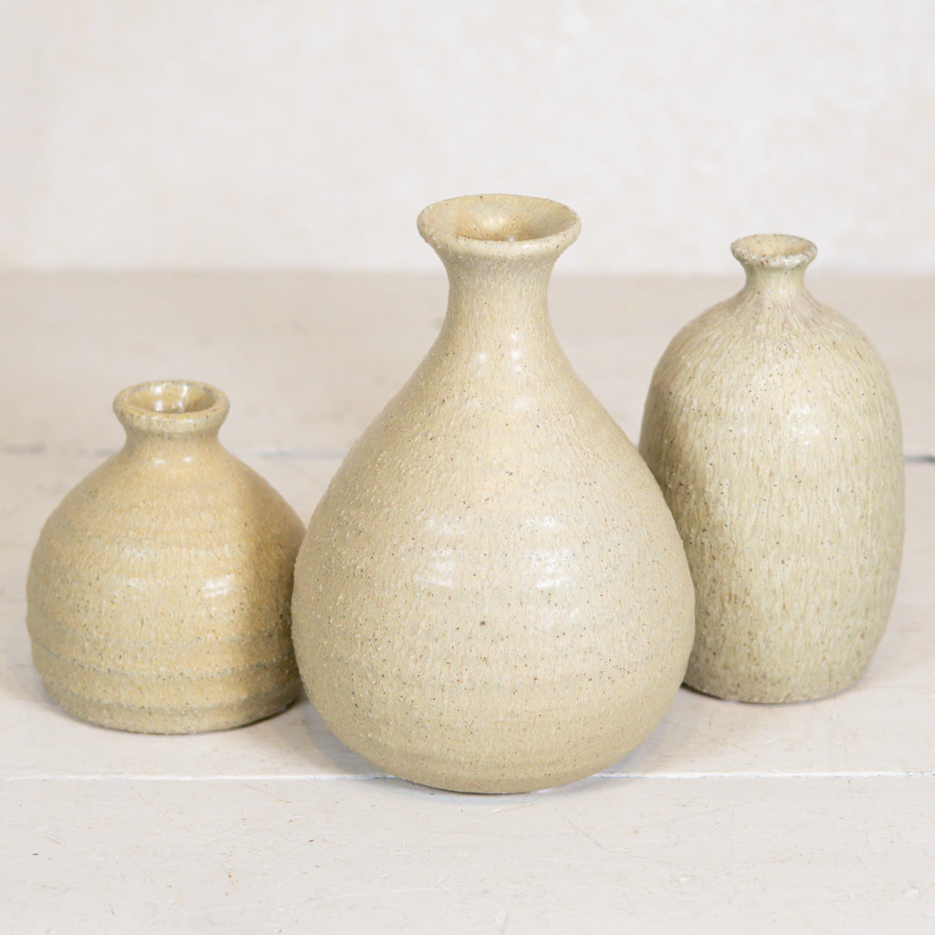 Stoneware Vase Sage Green Brown Tall