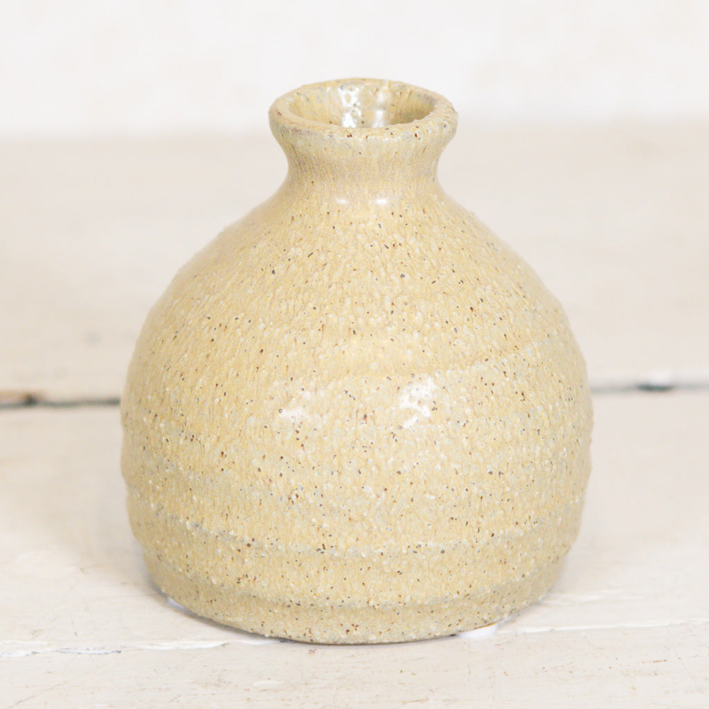 Stoneware Vase Sage Green Brown Small