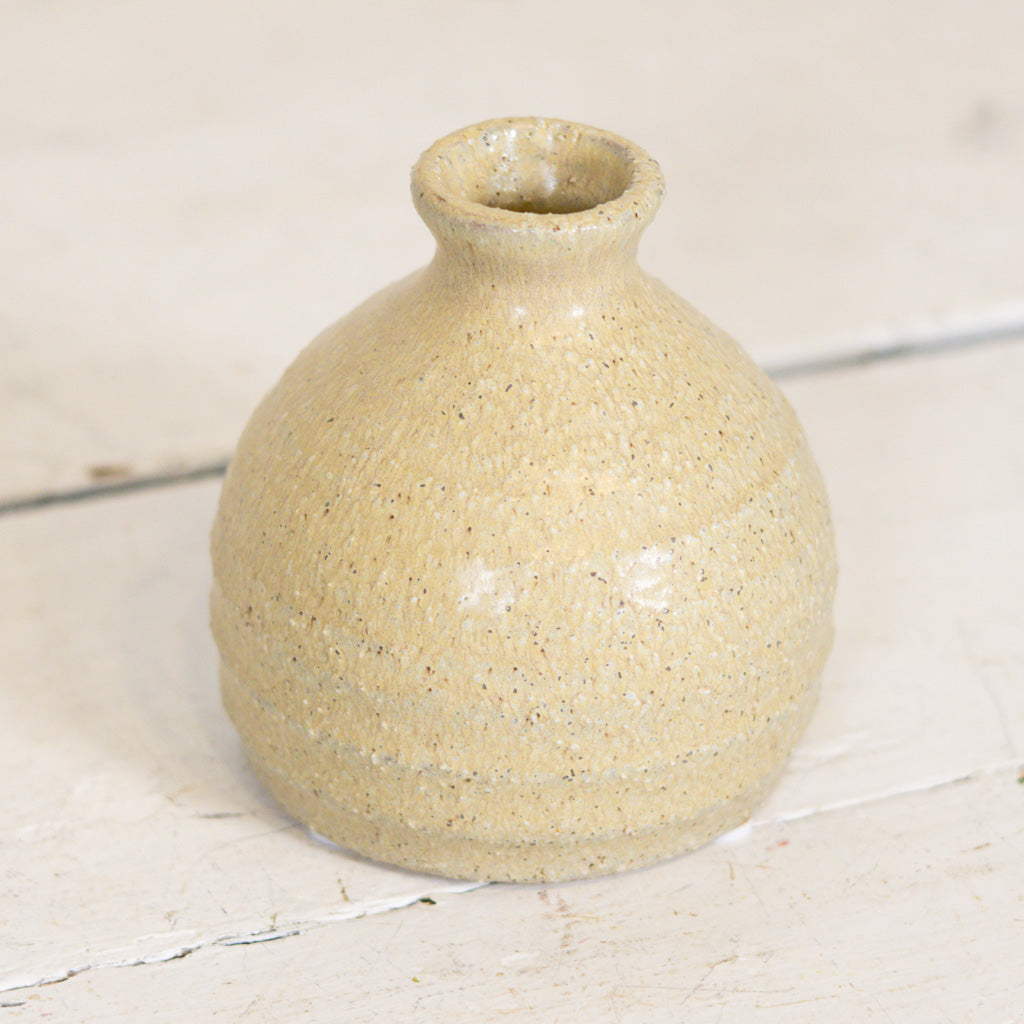 Stoneware Vase Sage Green Brown Small