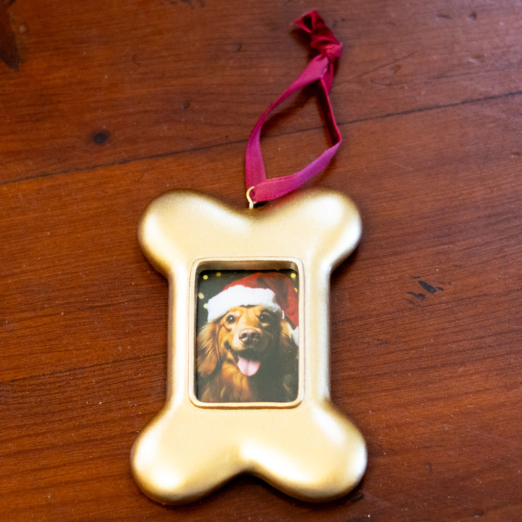 Gold Dog Bone Frame Ornament