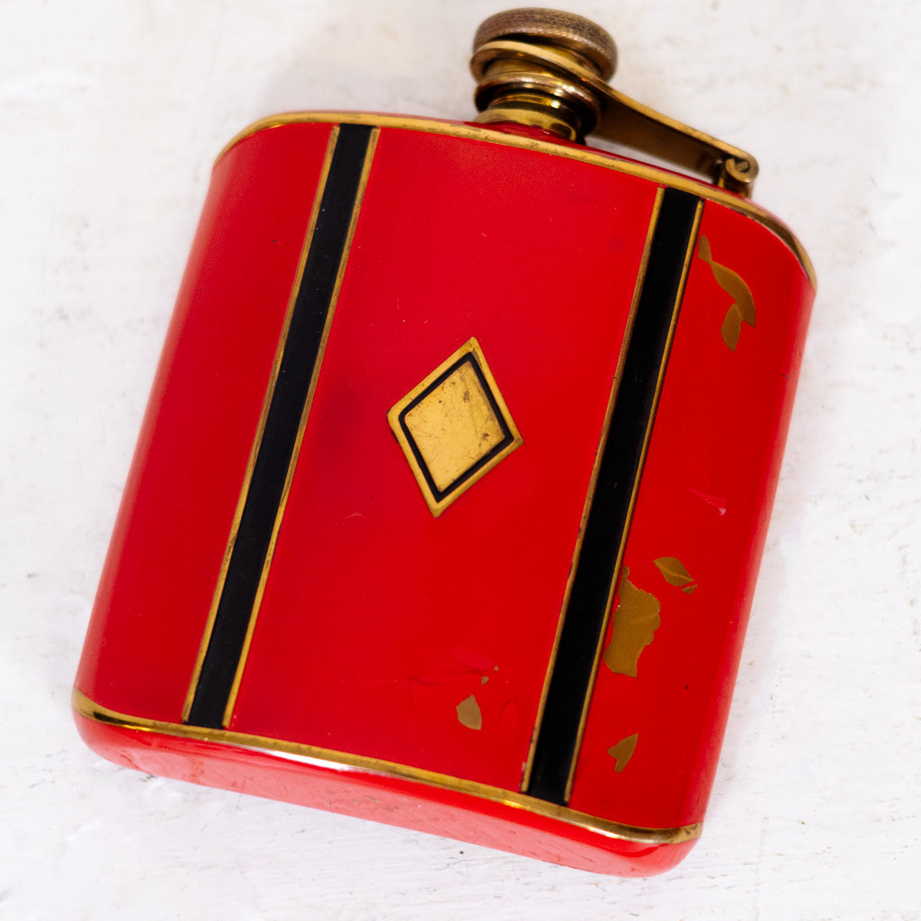 Red/Black Deco Hip Flask