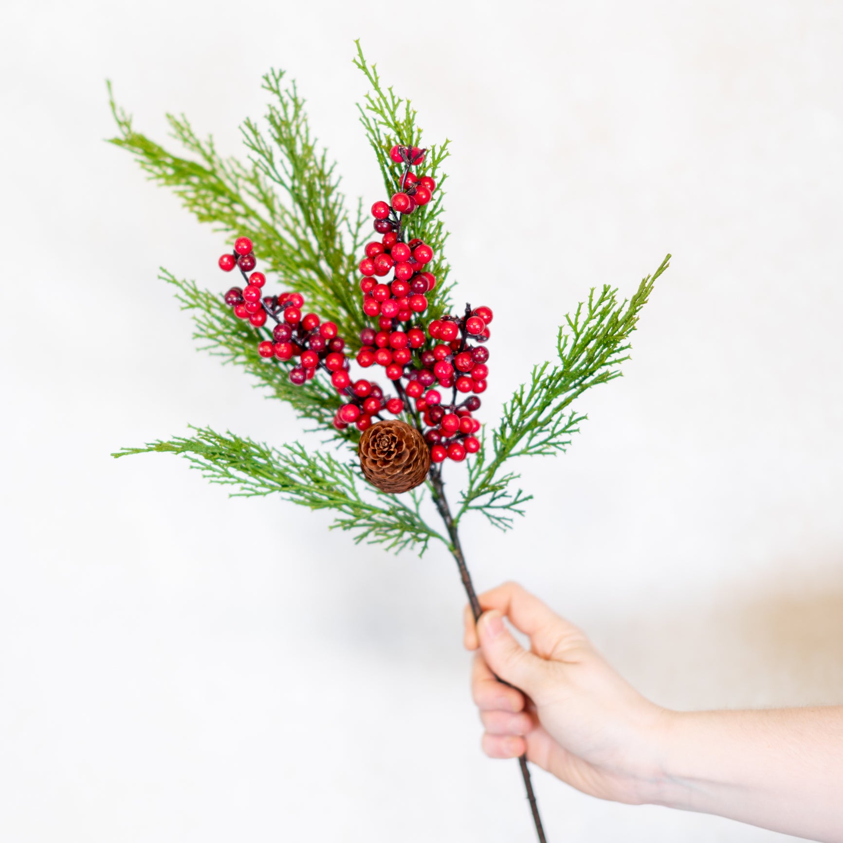 Cedar, Red Berry and Pinecone Spray