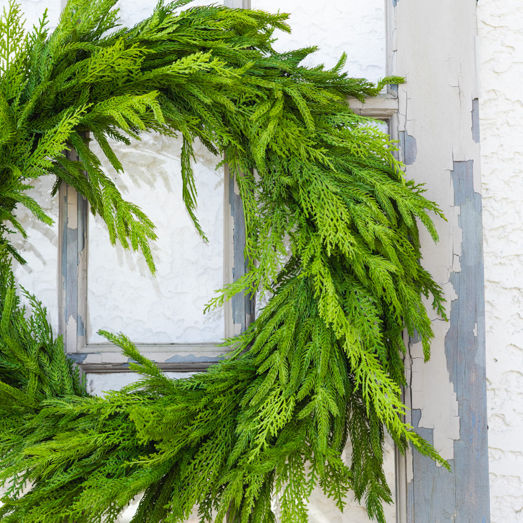 30"D Woodland Evergreen Wreath Real Touch