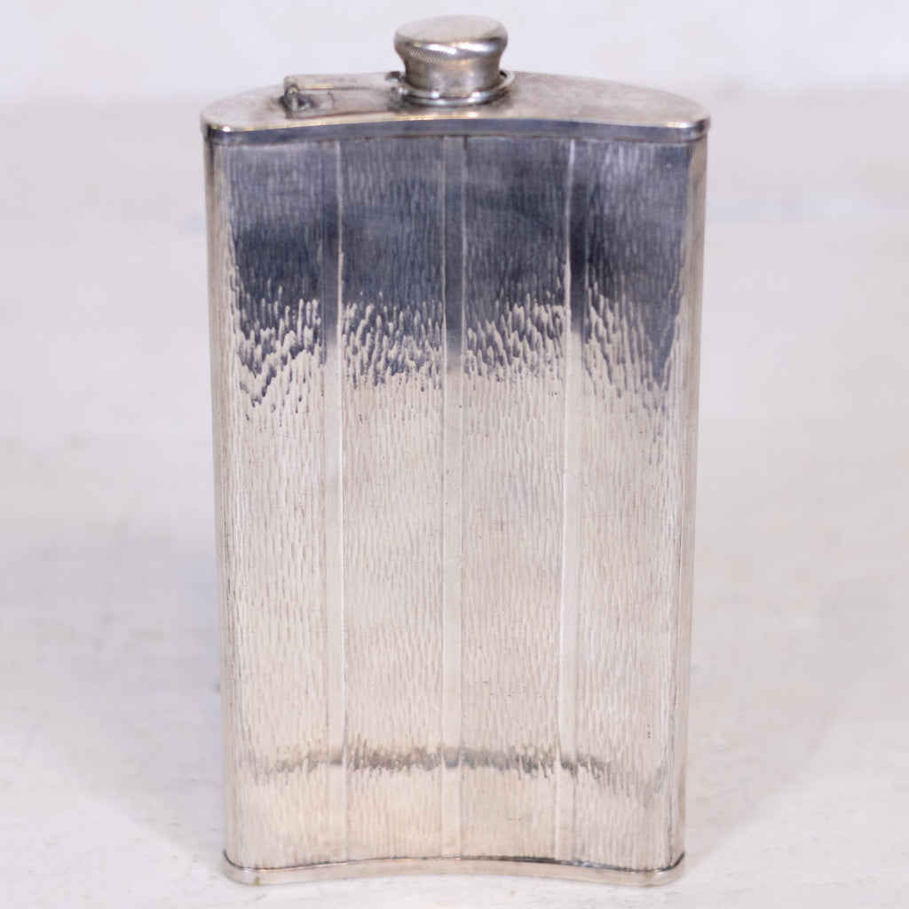 7 3/4" Prohibition Nickel Silver with Silouetter Medallion Flask