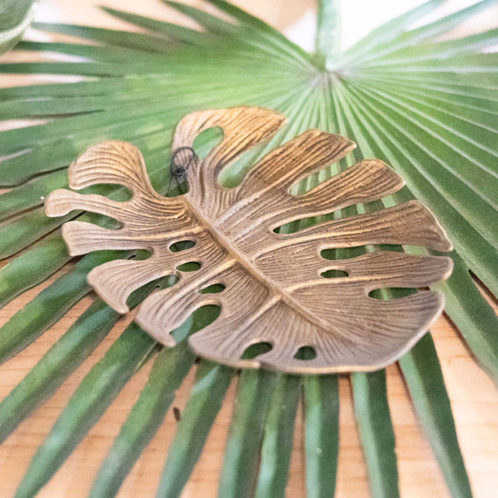 Monstera Leaf Antique Gold Finish