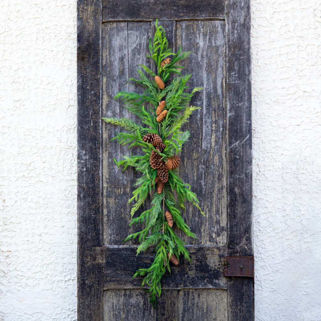54" Woodland Evergreen Pinecone Center Swag