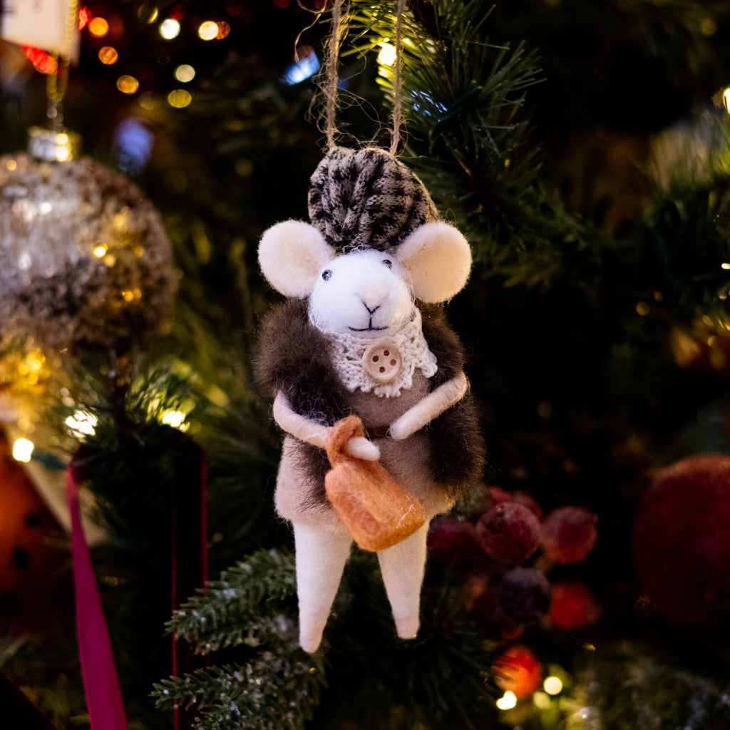 Fur Coat with Pocketbook Mouse Ornament