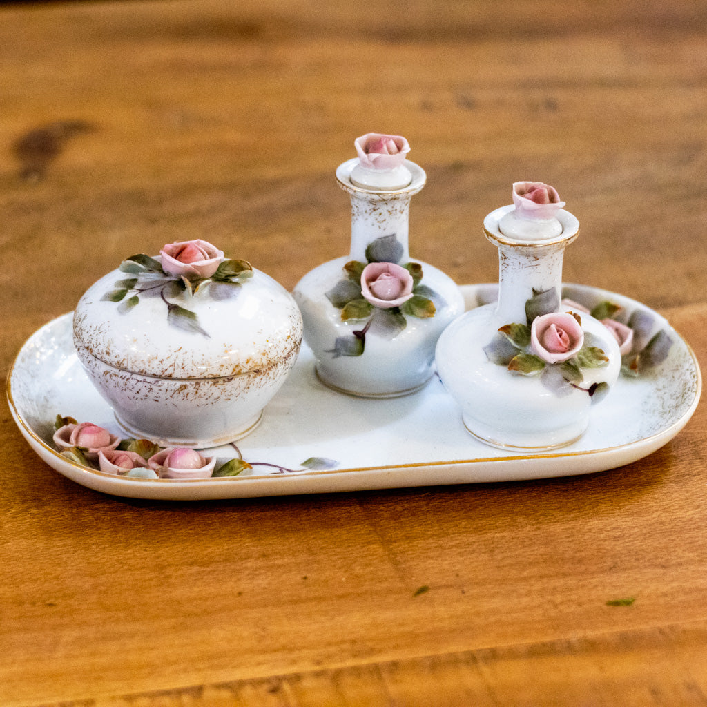 Porcelain Tray with Three Bottles Vanity Set
