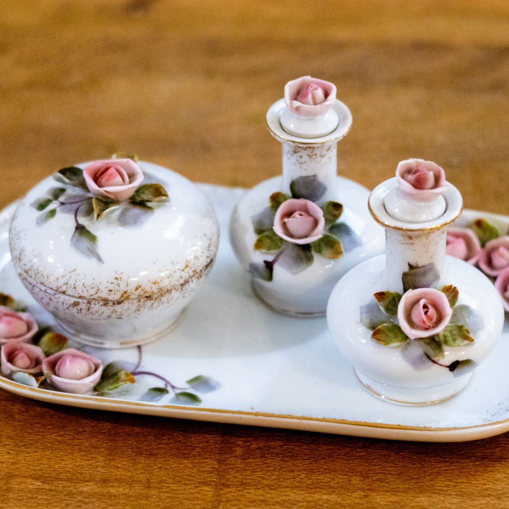 Porcelain Tray with Three Bottles Vanity Set