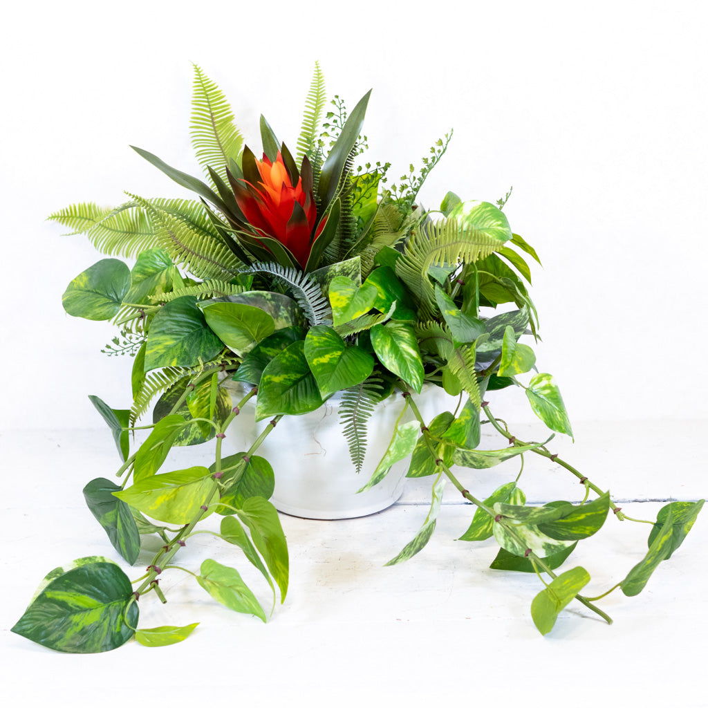 Green House Faux Dish-Garden Centerpiece Drop In