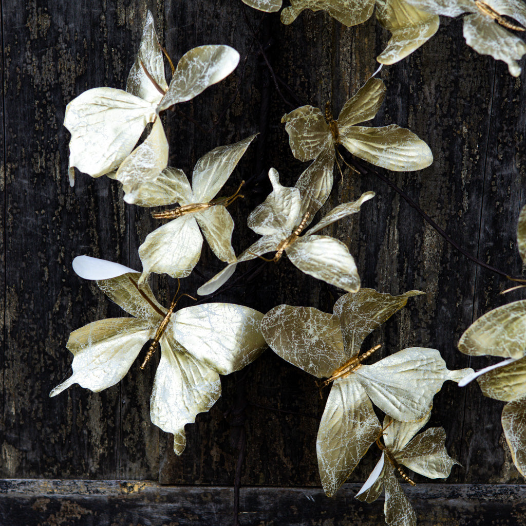 5 ft. White Metallic Butterfly Garland