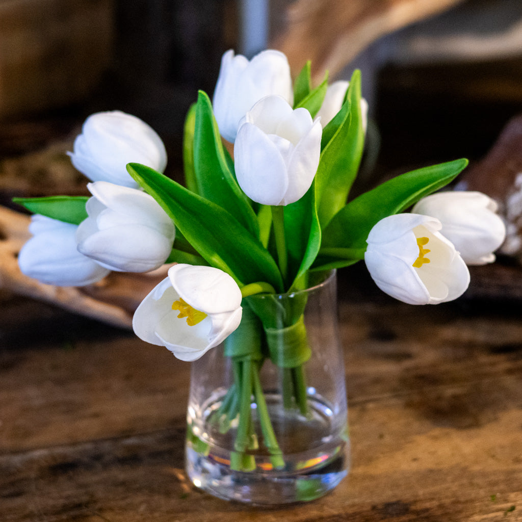 White Spring Tulips Illusion Vase