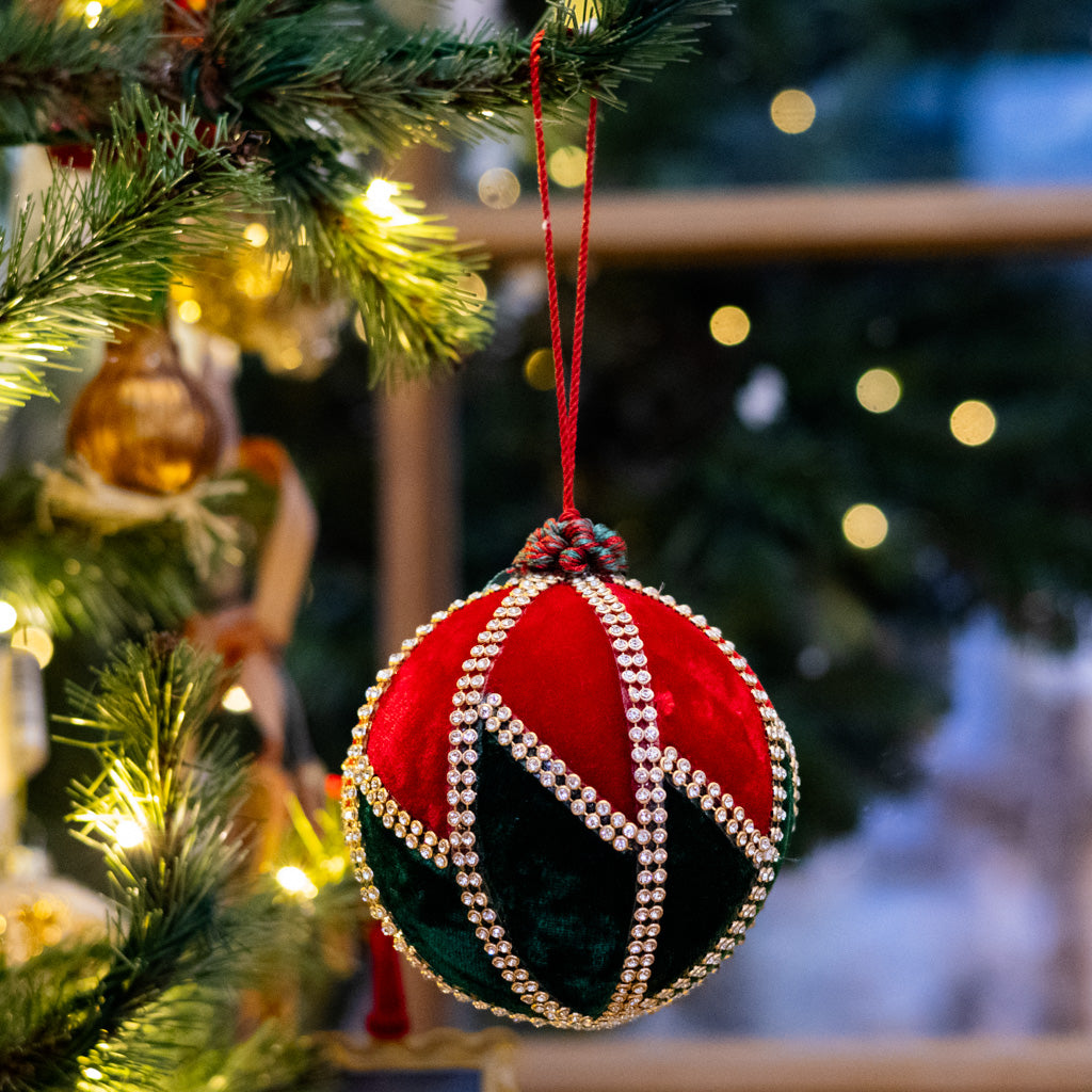 Velvet Zig Zag Jewel Ball Ornament